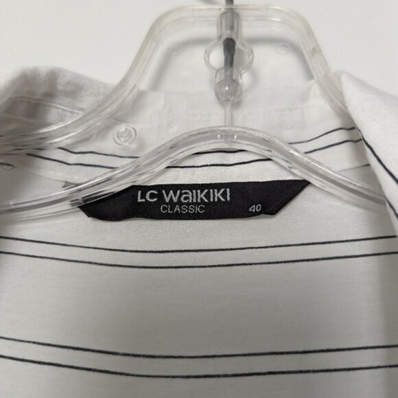 LC Waikiki Classic Striped Button-Up Shirt with Lace Hem - Size 40 - Picture 4 of 7